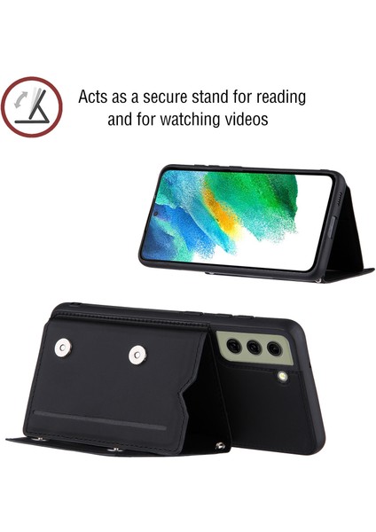 Tpu Skin Touch Hisset Stand Kabuk Kartı Tutucu Samsung Galaxy S21 Fe-Black Için (Yurt Dışından)