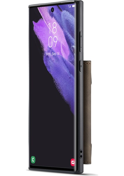 Fall Anti-Fall Manyetik 2'si 1 Arası Cüzdan Telefon Kılıfı Şok Geçirmez Telefon Koruyucu Samsung Galaxy S22 Ultra 5g-Coffee Için Kablosuz Şarj Desteği (Yurt Dışından) modelleri