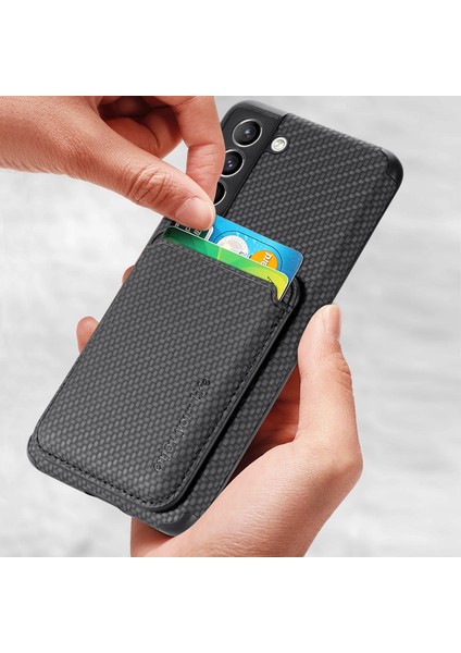 Samsung Galaxy S21 Fe 5g Cep Telefon Torbası Pu Deri Kapalı Tpu+Pvc Çıkarılabilir Kart Tutucu Karbon Fiber Doku Koruyucu Kapak Black (Yurt Dışından)