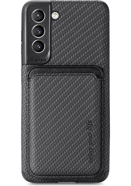 Samsung Galaxy S21 Fe 5g Cep Telefon Torbası Pu Deri Kapalı Tpu+Pvc Çıkarılabilir Kart Tutucu Karbon Fiber Doku Koruyucu Kapak Black (Yurt Dışından)