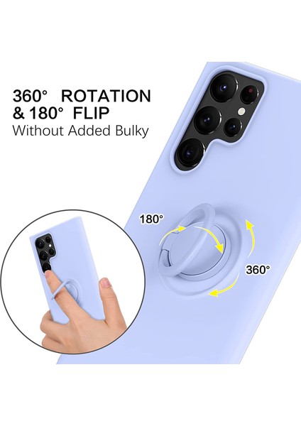 Samsung Galaxy S22 Ultra 5g Parmak Kickstand Tasarım Anti-Slatch Anti-Cratch Seat Renk Sıvı Silikon Cep Telefon Kılıfı Kapak-Blackish Green (Yurt Dışından) modelleri