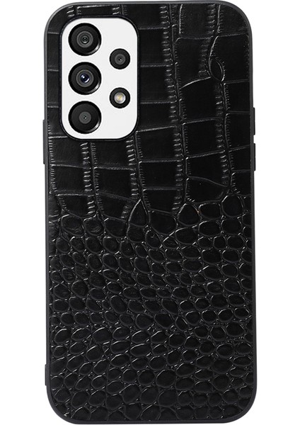 Samsung Galaxy A33 Için 5g Timsah Doku Orijinal Cowhide Deri Kaplama Damla Geçirmez Hibrid Pc+Tpu Case-Black (Yurt Dışından)