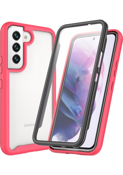 Samsung Galaxy S22+5G Telefon Kılıfı Pc+Tpu+Pet Ekran Koruyucu Her Şey Dahil Koruma Hibrit Kapak Pembe (Yurt Dışından)