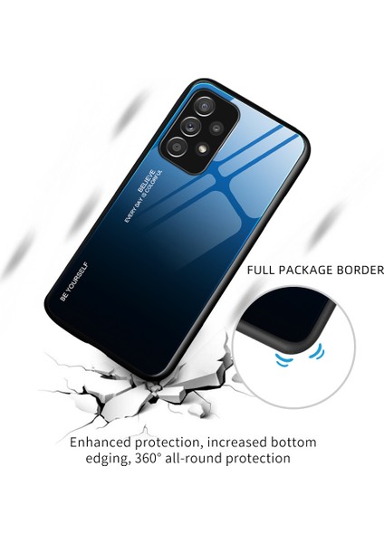 Seashell Digital Gradyan Renk Cam Arka Panel+Tpu Çerçeve Telefon Hibrit Kılıf Samsung Galaxy A32 4g (Ab Versiyonu) -Red/siyah (Yurt Dışından)