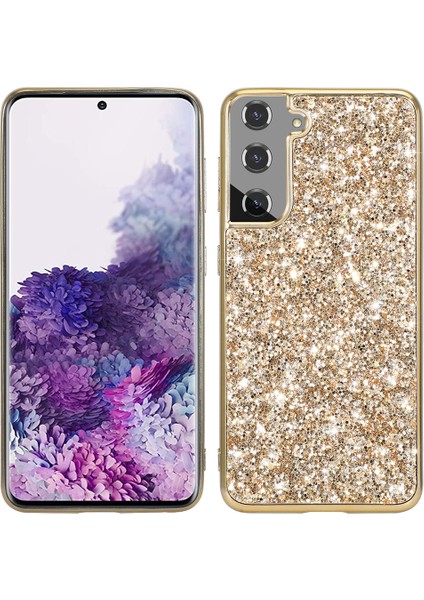 Samsung Galaxy S22 5g Için Glitter Case, Sert Pc Sırt Elektrografi Tpu Tampon Anti-Çizelge Koruyucu Kapak-Altın (Yurt Dışından)