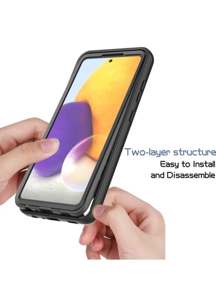 Samsung Galaxy A32 4g (Ab Versiyonu) Pc+Tpu+Pet Ekran Koruyucu Telefon Kılıfı Tam Koruma Kapağı Black (Yurt Dışından)