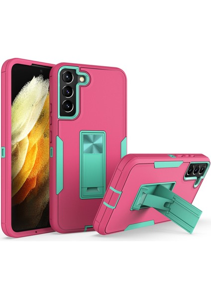 Samsung Galaxy S22+5G Sert Pc+Yumuşak Tpu Hibrid Telefon Kapağı Entegre Kickstand Araba Montajı Metal Sac Vakaması/mavi Yeşil (Yurt Dışından)