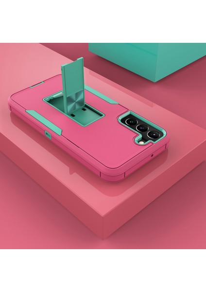 Samsung Galaxy S22+5G Sert Pc+Yumuşak Tpu Hibrid Telefon Kapağı Entegre Kickstand Araba Montajı Metal Sac Vakaması/mavi Yeşil (Yurt Dışından) fırsatları