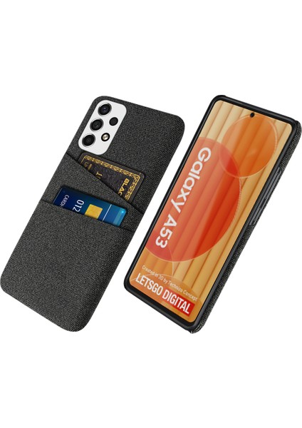 Samsung Galaxy A53 5g Anti-Drop Akıllı Telefon Kılıf Çanta Bezi Doku Çok Fonksiyonlu Çift Kart Yuvaları Bez+Pc Telefon Geri Kapak Black (Yurt Dışından)