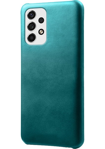 Samsung Galaxy A53 5g Için Anti-Drop Dokulu Pu Deri Kaplamalı Sert Pc Kılıfı Cep Telefonu Kapak Yeşili (Yurt Dışından)