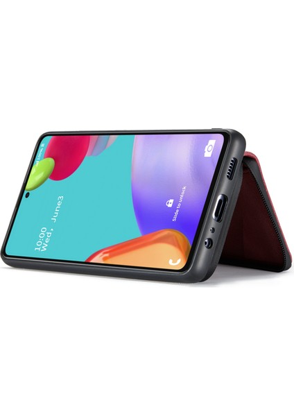 Samsung Galaxy A33 Için 5g Fermuar Cüzdan Kickstand Telefon Kasası Çıkarılabilir Manyetik Emilim Deri Kaplamalı Tpu Kapak-Kırmızı (Yurt Dışından)