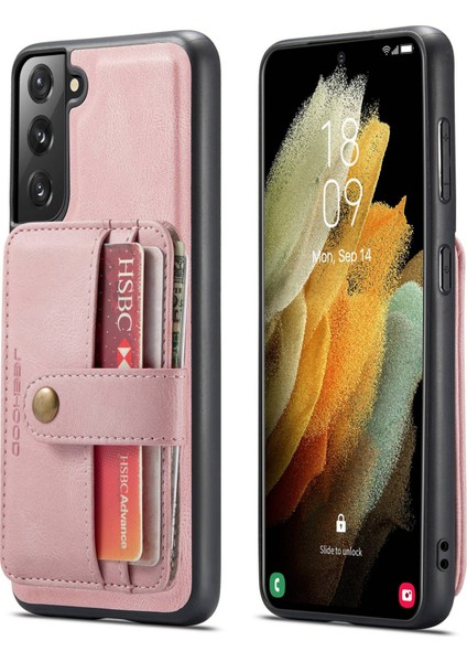 Samsung Galaxy S21+5G Bağımsız Cüzdan Tasarımı Pu Deri Kaplamalı Tpu Rfıd Engelleme Telefon Kabuk-Pembe (Yurt Dışından)