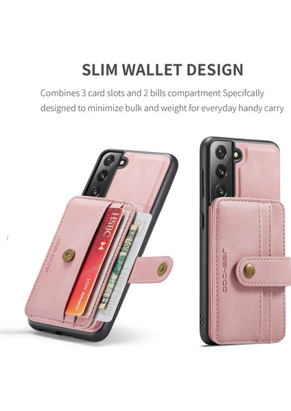 Samsung Galaxy S21+5G Bağımsız Cüzdan Tasarımı Pu Deri Kaplamalı Tpu Rfıd Engelleme Telefon Kabuk-Pembe (Yurt Dışından)
