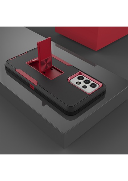 Samsung Galaxy A52 4G/5G/A52S 5g Kickstand Sabit Pc+Araba Montajı Metal Sac Black/wine Red ile Yumuşak Tpu Telefon Kılıfı (Yurt Dışından) fırsatları