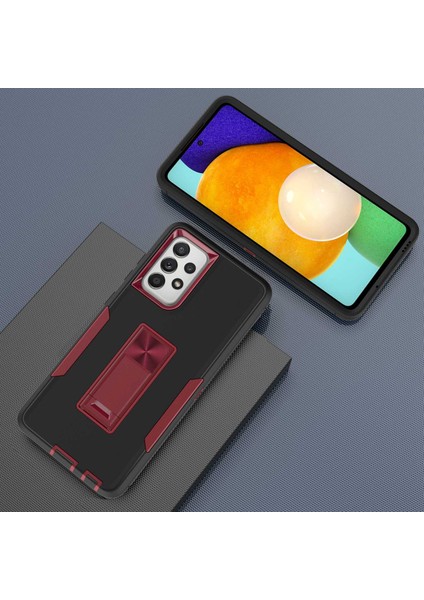 Samsung Galaxy A52 4G/5G/A52S 5g Kickstand Sabit Pc+Araba Montajı Metal Sac Black/wine Red ile Yumuşak Tpu Telefon Kılıfı (Yurt Dışından) indirimleri