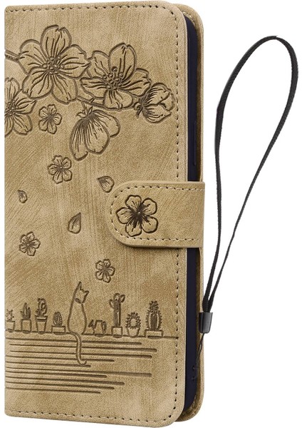 Samsung Galaxy A53 Için 5g Damla Geçirmez Cüzdan Kılıfı Kiraz Çiçeği Kedi Baskılı Pu Deri Stand Anti-Çizelge Anti-Çizelge Kapak Strap-Brown (Yurt Dışından) modelleri