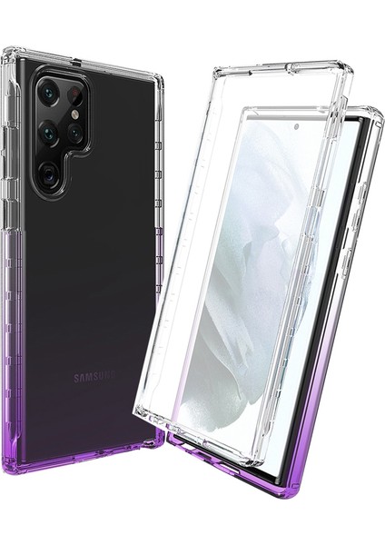 Samsung Galaxy S22 Ultra 5g Tam Koruma Şok Geçirmez Kapak 3-1 Arada Pc+Tpu Hibrit Scratch Dayanıklı Telefon Kılıfı Pet Ekranı Koruyucu-Doğru (Yurt Dışından)