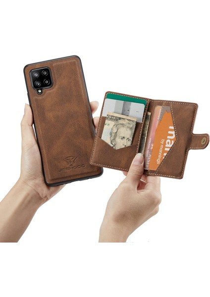 Samsung Galaxy A22 4g (Ab Versiyonu) Çıkarılabilir Cüzdan Deri Kaplamalı Tpu Arka Kapak Kickstand Telefon Vaka-Kahverengi (Yurt Dışından) indirimleri