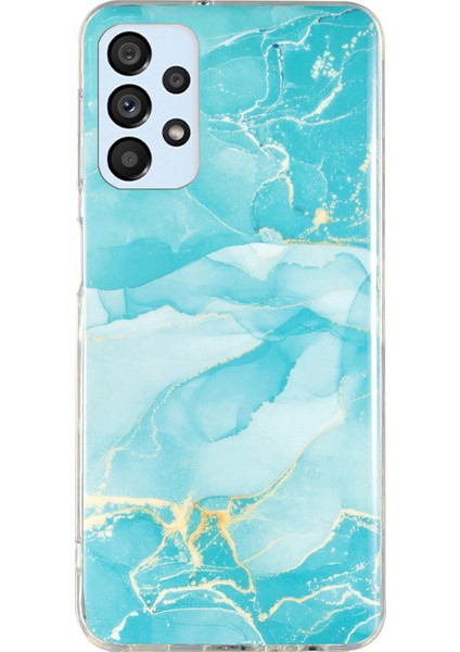 Samsung Galaxy A52 4G/A52 5G/A52S 5g Imd Tpu Tpu Tpu Geri Kapak Damla Geçirmez Mermer Desen Kılıf Yeşili (Yurt Dışından)