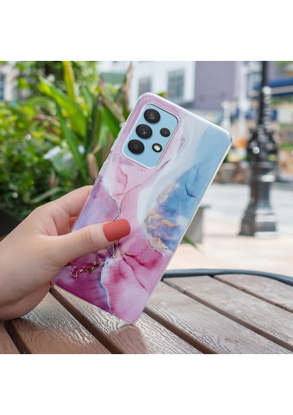 Samsung Galaxy A32 5g/galaxy M32 5g Imd Mermer Desen Yumuşak Tpu Kasa Telefon Damla Korozlu Arka Kapak Pembe/mavi (Yurt Dışından)