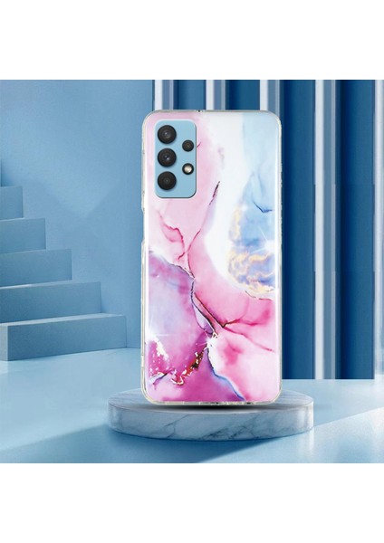 Samsung Galaxy A32 5g/galaxy M32 5g Imd Mermer Desen Yumuşak Tpu Kasa Telefon Damla Korozlu Arka Kapak Pembe/mavi (Yurt Dışından)