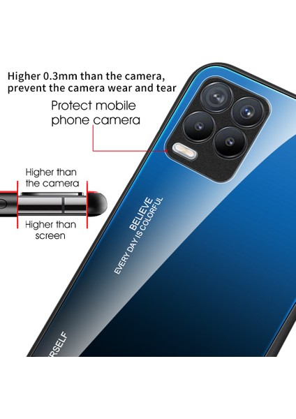 Realme 8/8 Pro-Altın/pembe Için Bicolor Gradyan Tasarımı ile Ince Çizgili Esnek Kalite Temperli Cam Kasa (Yurt Dışından)
