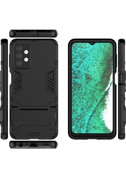 Samsung Galaxy A32 5G/M32 5g-Black Için Görünmez Kickstand ile Plastik+Tpu Hibrit Telefon Kılıfı (Yurt Dışından)