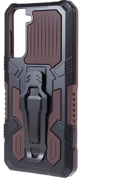 Samsung Galaxy S21 Plus 5g-Coffee Için Kickstand+Dahili Manyetik Metal Sayfası ile Plastik+Tpu+Metal Hibrit Koruyucu Kılıf (Yurt Dışından)