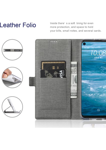 Samsung Galaxy A32 5g-Grey Için Dmk Çift Kart Tutucu Manyetik Toka Deri Cüzdan Stand Kapağı (Yurt Dışından)