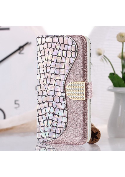 Samsung Galaxy S21 Fe-Rose Altın Için Timsah Deri Deri Cüzdan Kılıfı (Yurt Dışından)
