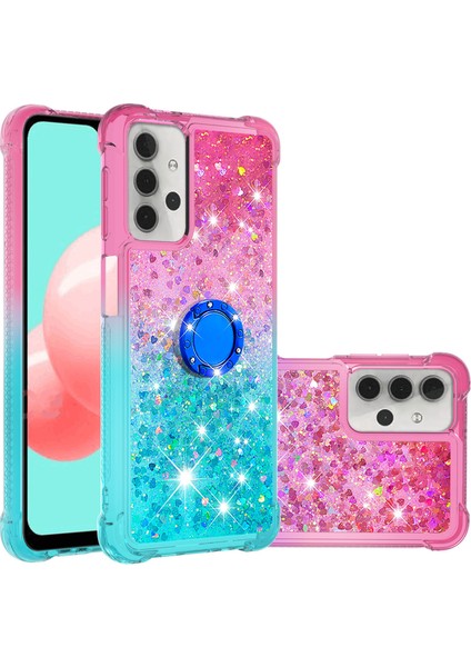 Samsung Galaxy A32 5G/M32 5g-Pink/bebek Mavisi Için Ring Kickstand Tpu Kabuğu ile Şok Geçirmez Gradyan ve (Yurt Dışından)