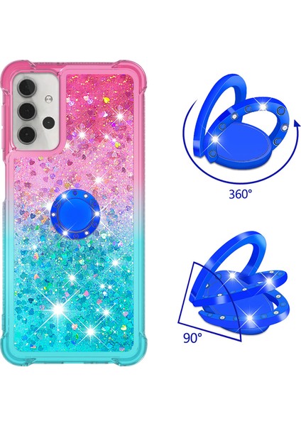 Samsung Galaxy A32 5G/M32 5g-Pink/bebek Mavisi Için Ring Kickstand Tpu Kabuğu ile Şok Geçirmez Gradyan ve (Yurt Dışından)