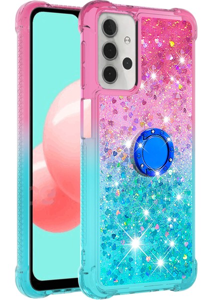 Samsung Galaxy A32 5G/M32 5g-Pink/bebek Mavisi Için Ring Kickstand Tpu Kabuğu ile Şok Geçirmez Gradyan ve (Yurt Dışından)
