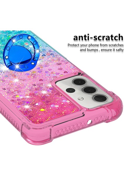 Samsung Galaxy A32 5G/M32 5g-Pink/bebek Mavisi Için Ring Kickstand Tpu Kabuğu ile Şok Geçirmez Gradyan ve (Yurt Dışından)