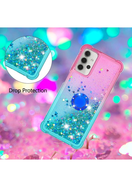 Samsung Galaxy A32 5G/M32 5g-Pink/bebek Mavisi Için Ring Kickstand Tpu Kabuğu ile Şok Geçirmez Gradyan ve (Yurt Dışından)