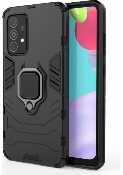Samsung Galaxy A52 Için 4G/5G/A52S 5g Serin Koruma Pc+Tpu Hibrid Telefon Kılıfı Kickstand-Black ile Shock Anti-Shock Telefon Kapağı (Yurt Dışından)