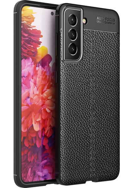 Esnek Tpu Litchi Doku Cep Telefonu Samsung Galaxy S21 Fe-Black Için Geri Kılıf Kapağı (Yurt Dışından)
