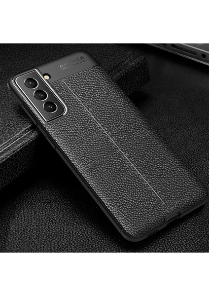 Esnek Tpu Litchi Doku Cep Telefonu Samsung Galaxy S21 Fe-Black Için Geri Kılıf Kapağı (Yurt Dışından)