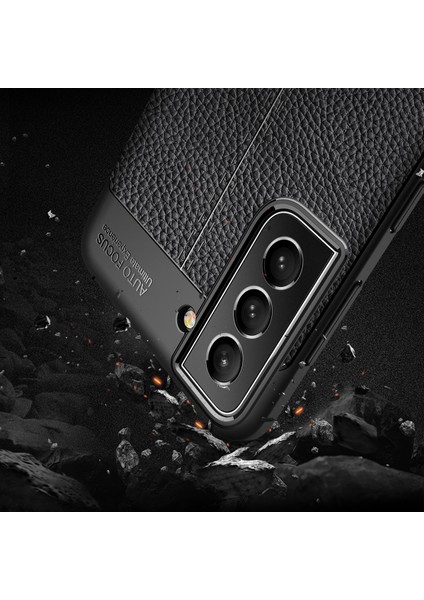 Esnek Tpu Litchi Doku Cep Telefonu Samsung Galaxy S21 Fe-Black Için Geri Kılıf Kapağı (Yurt Dışından)