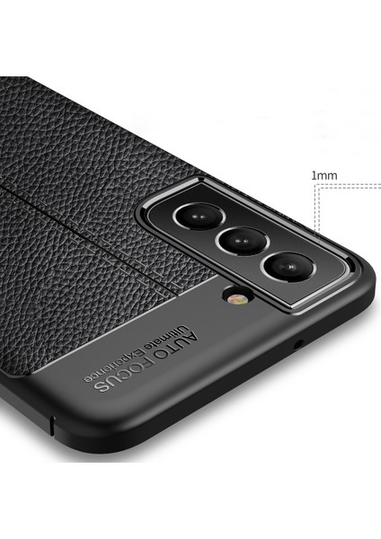 Esnek Tpu Litchi Doku Cep Telefonu Samsung Galaxy S21 Fe-Black Için Geri Kılıf Kapağı (Yurt Dışından)