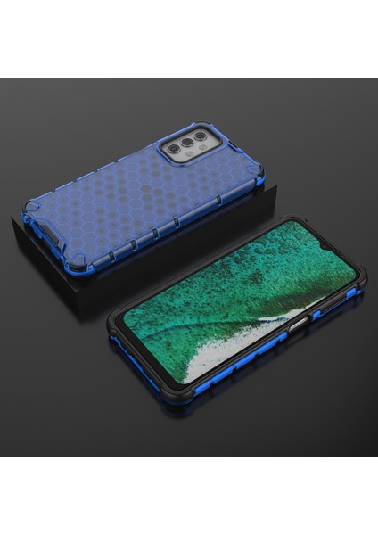 Samsung Galaxy A32 5g Petek Deseni Şok Geçirmez Tpu+Pc Combo Case-Mavi (Yurt Dışından)