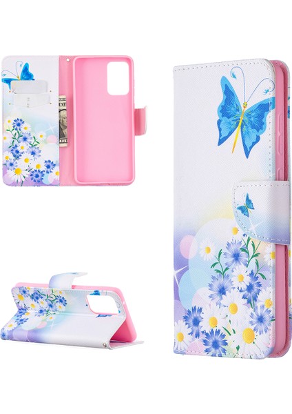 Samsung Galaxy A72 5g-Butterfly ve Çiçek Için Sıcak Stil Cüzdan Desen Baskı Stand Telefon Kılıf Kapağı (Yurt Dışından)
