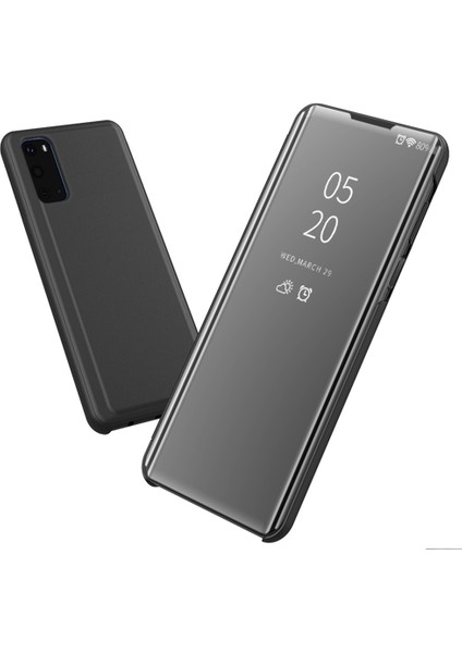 Folio Flip Ayna Yüzey Deri Kaplama Stant Çantası Samsung Galaxy S21 Fe-Dark Mavi Için Görünüm Penceresi (Yurt Dışından)