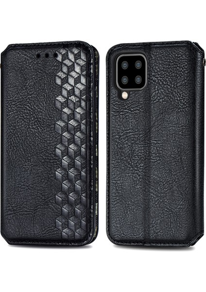 Samsung Galaxy A22 4g (Ab Versiyonu) Için Otomatik Emici Eşkenar Deri Telefon Kapağı Kasası (Ab Versiyonu) -Black (Yurt Dışından)