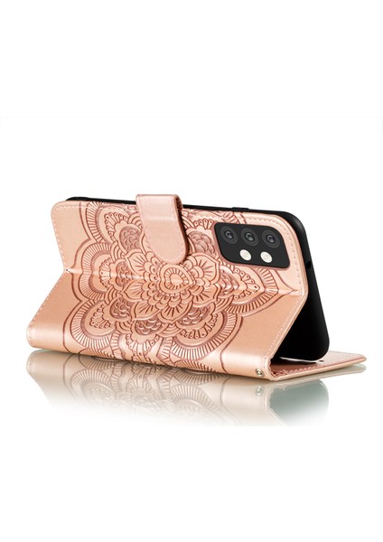 Samsung Galaxy A32 5g Case-Rose Altın Için Mandala Çiçek Standı Deri Flip Shell (Yurt Dışından)