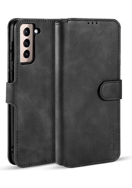 Samsung Galaxy S21+5G Stand Cover-Black Için Retro Stil Deri Koruyucu Kılıf (Yurt Dışından)