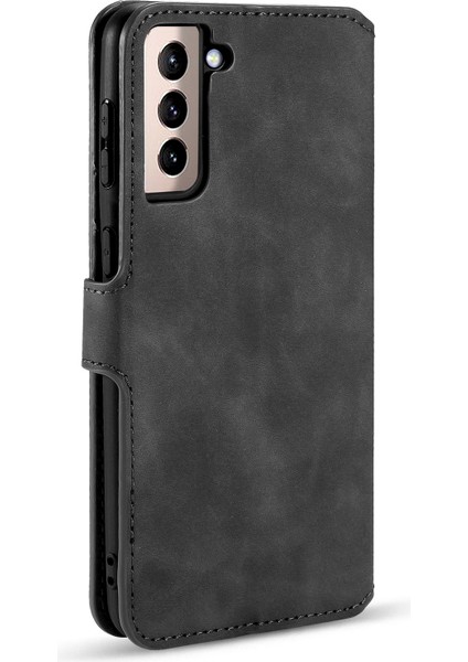 Samsung Galaxy S21+5G Stand Cover-Black Için Retro Stil Deri Koruyucu Kılıf (Yurt Dışından)