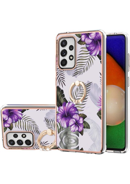 Mermer Desen Imd Tasarım Parmak Yüzüğü Kickstand Tpu Samsung Galaxy A52 5g/4g/galaxy A52S Için 5g-Serbest Çiçekler (Yurt Dışından) modelleri