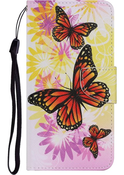 Desen Baskı Tasarımı Pu Deri Cüzdan Samsung Galaxy A32 5G/M32 5g-Big Kelebek (Yurt Dışından)