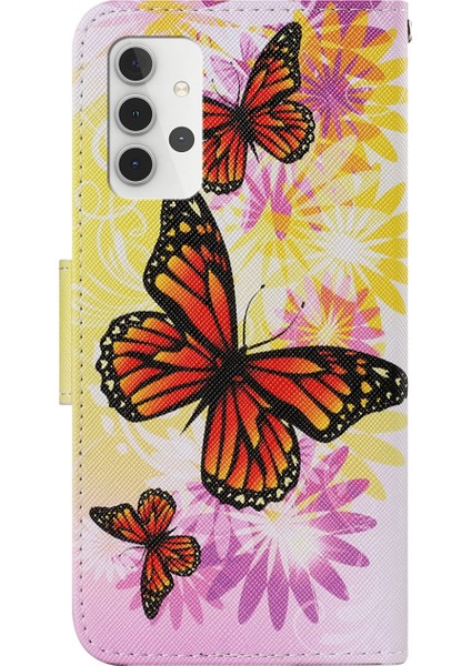 Desen Baskı Tasarımı Pu Deri Cüzdan Samsung Galaxy A32 5G/M32 5g-Big Kelebek (Yurt Dışından) fiyatları
